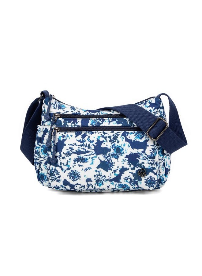 Wytidian Crossbody Bags for Women Waterproof Nylon Shoulder Bag Roomy Multiple Pockets Messenger Purses Handbags, Cyan-floral 03 - Image 1