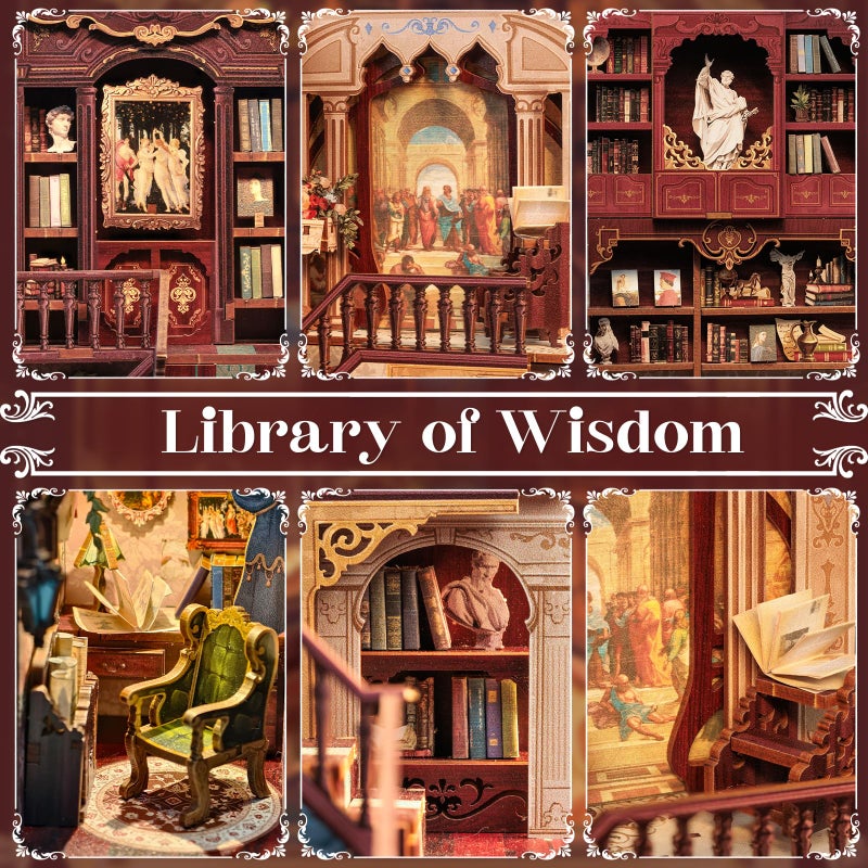 CUTEBEE Book Nook Kit - DIY Miniature House Dollhouse Kit for Adults, Booknook Tiny House Bookshelf Decor 3D Wooden Puzzle, Gifts for Family and Friends (Library of Wisdom) - Image 5