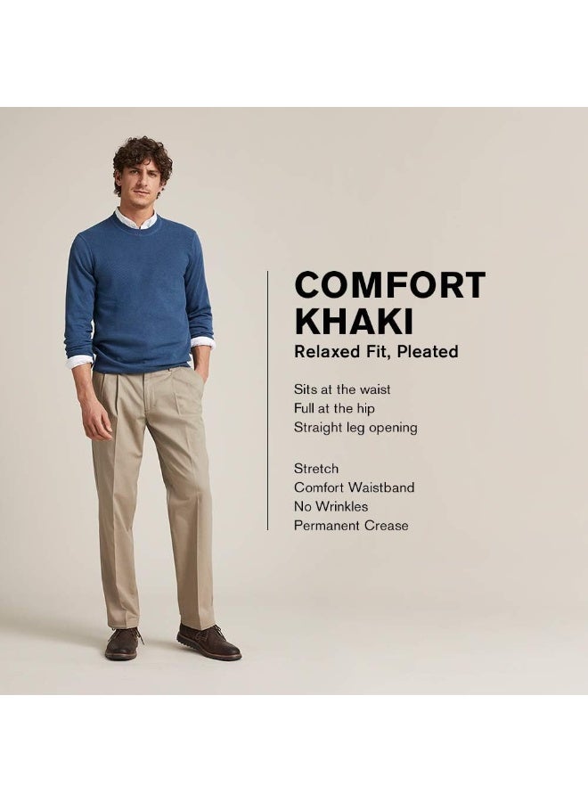 Dockers Men's Relaxed Fit Comfort Pants-Pleated, British Khaki, 42W x 32L - Image 4