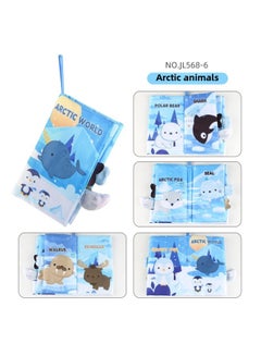 Generic Baby's Sea, Land And Air Tail Cloth Book Chinese And English Ocean Forest Flying Animal Palm Book Early Education Toys-Color:JL568-6 Arctic Tail Cloth Book 40.4g  - Image 1