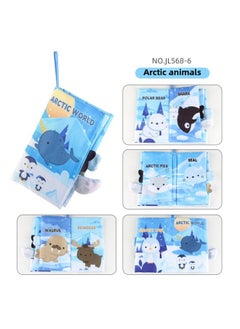 Generic Baby's Sea, Land And Air Tail Cloth Book Chinese And English Ocean Forest Flying Animal Palm Book Early Education Toys-Color:JL568-6 Arctic Tail Cloth Book 40.4g  - Image 1