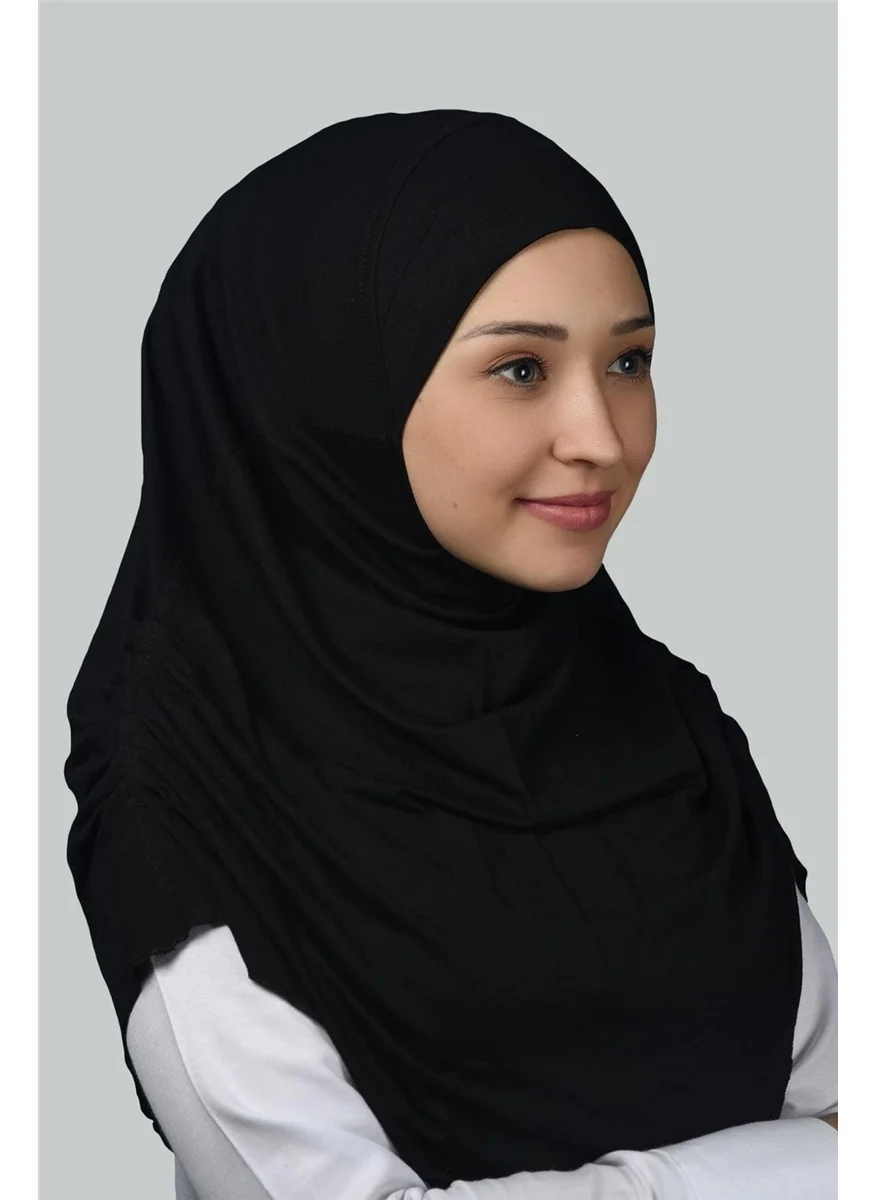 التوبة Ready-made Turban Gathered Pleated Practical Scarf Hijab Hijab - Prayer Cover - Black