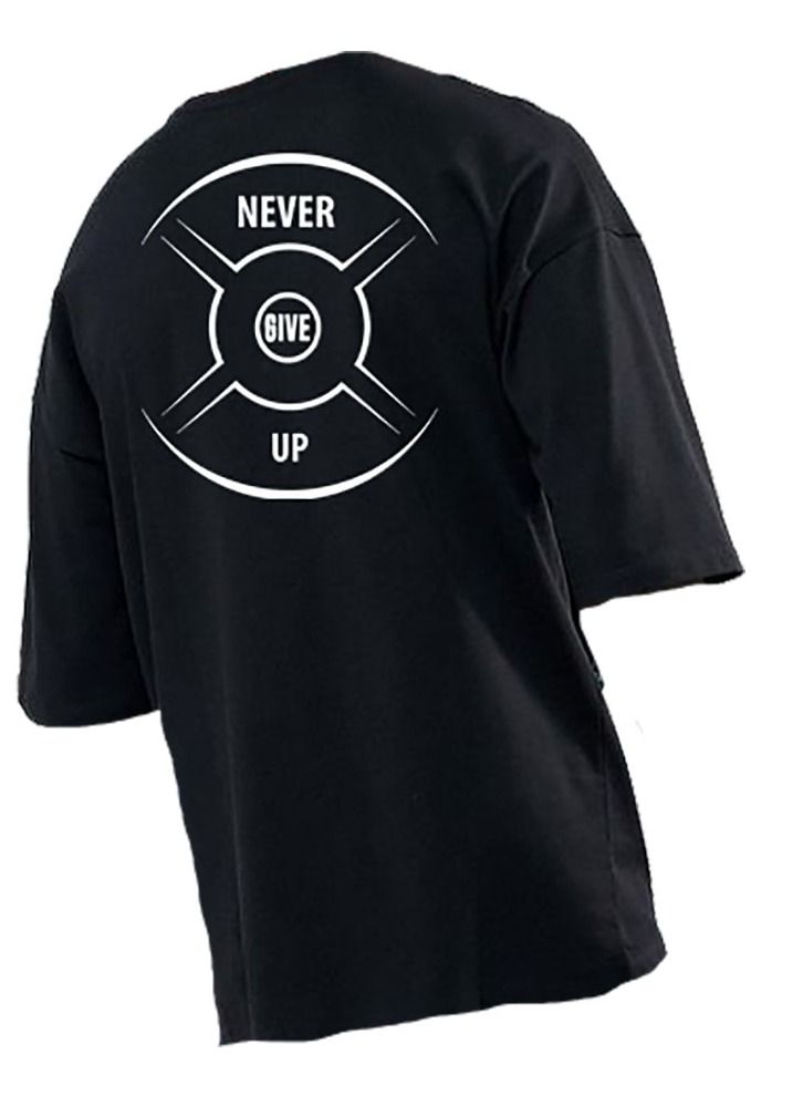 Genérico Men's Oversize T-shirt - NEVER GIVE UP Gain Printed for exercise, gym and bodybuilding  - Image 4