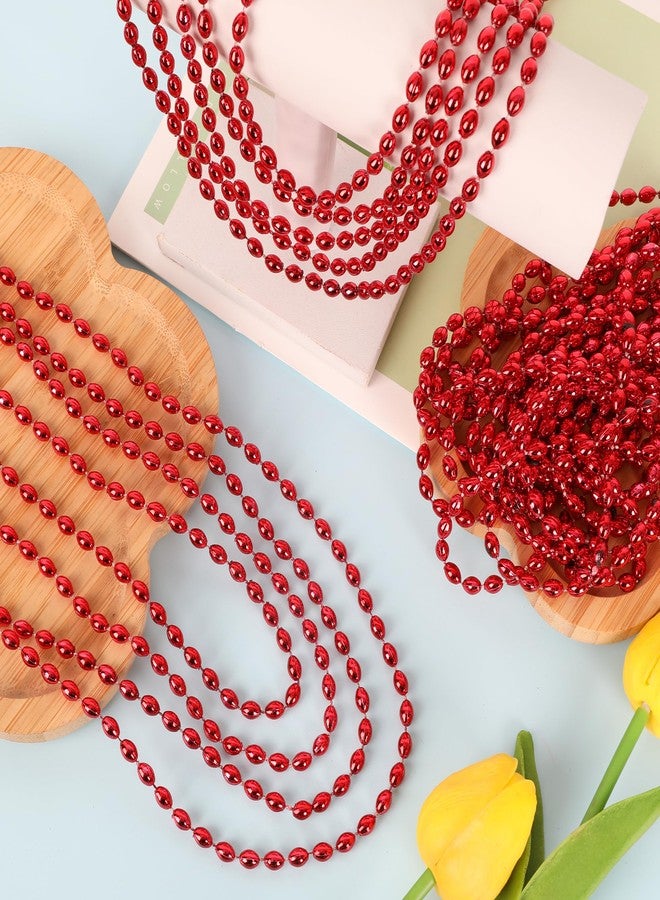 EOBOH Red Necklace, 12PCS Oval Red Accessories Party Favors Bead Necklaces, 32" Mardi Gras Beads Necklaces for Festival Parade Throw Accessories Wedding Birthday Valentines Mardi Gras Xmas Decorations - Image 4