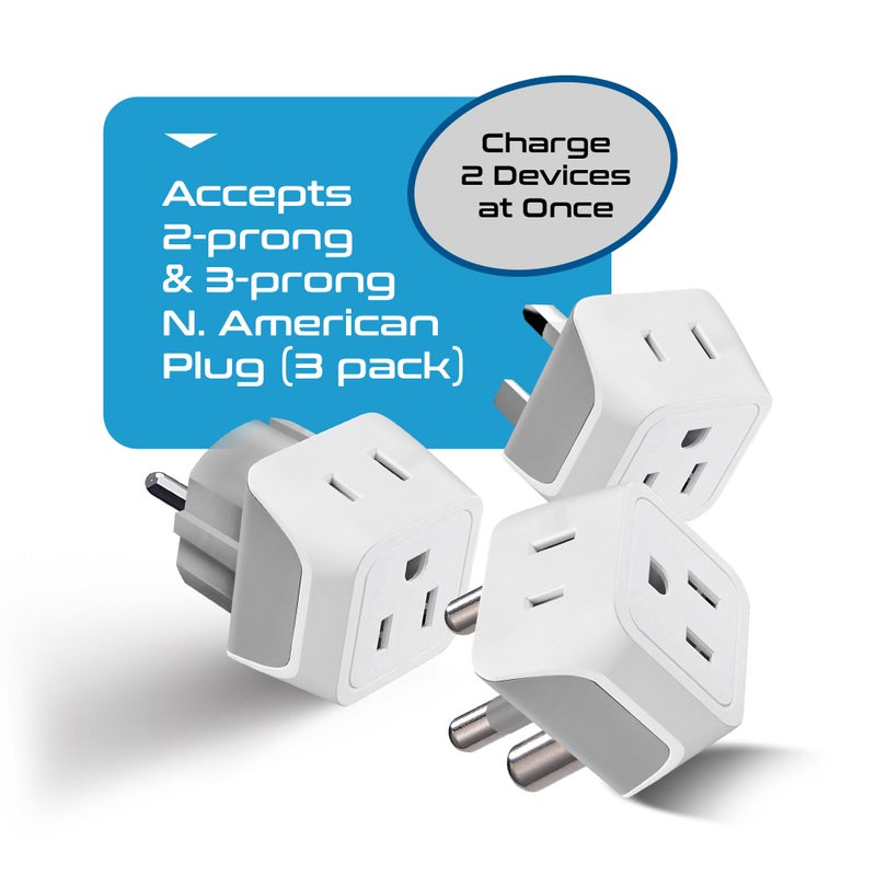 Ceptics African Travel Adapter Set 2 in 1 USA to Africa, S. Africa, Nigeria, Ghana, Uganda (Type M, E/F, Type G) - 3 Pack (Does Not Convert Voltage) - Image 5