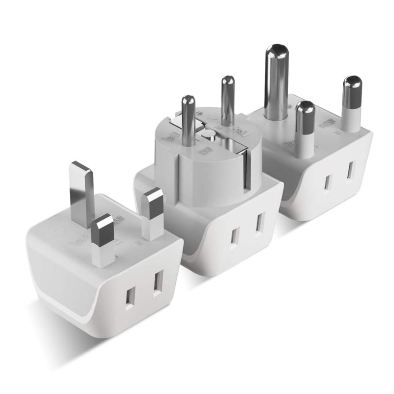Ceptics African Travel Adapter Set 2 in 1 USA to Africa, S. Africa, Nigeria, Ghana, Uganda (Type M, E/F, Type G) - 3 Pack (Does Not Convert Voltage) - Image 1