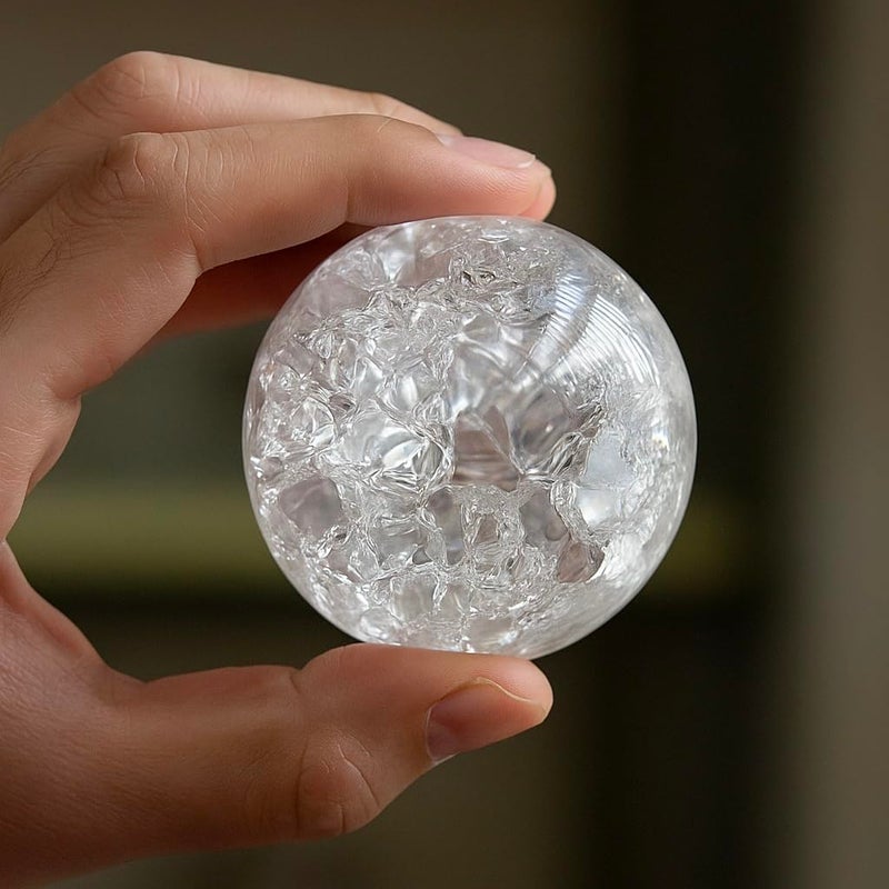 SENTROX Indoor Water Fountains Glass Ball | Ice Cracked Crystal Glass Fountain Ball l | Indoor Water Fountain Spinning Crystal Feng Shui Glass Ball | Size-2 inches, (Pack of 1) - Image 1