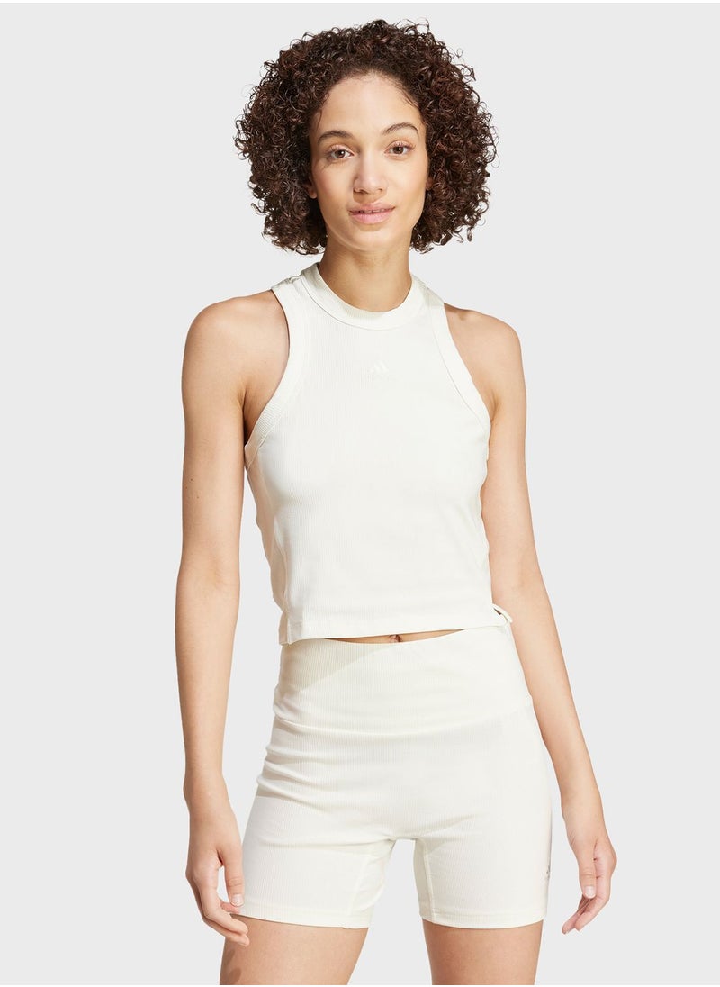 Adidas - Lounge Ribbed Cropped Tank Top - Image 1