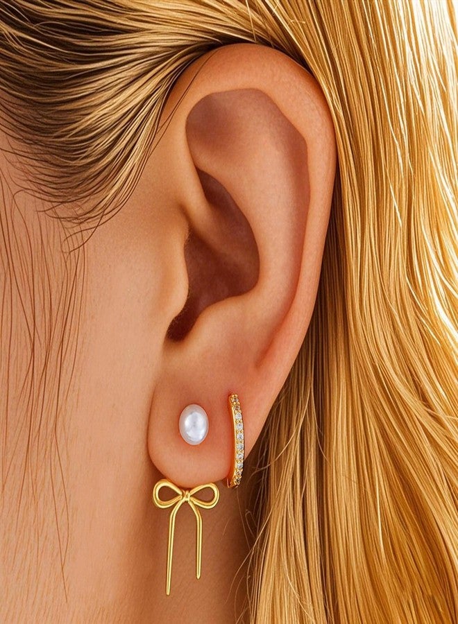 YEEZII Gold Stud Earrings for Women, 14K Gold Studs Earring Set for Multiple Piercing, Dainty Stackable Gold Earrings Pack Jewelry - Image 3