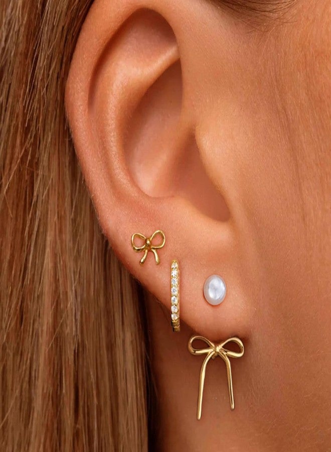 YEEZII Gold Stud Earrings for Women, 14K Gold Studs Earring Set for Multiple Piercing, Dainty Stackable Gold Earrings Pack Jewelry - Image 2