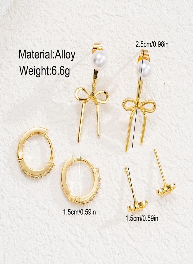YEEZII Gold Stud Earrings for Women, 14K Gold Studs Earring Set for Multiple Piercing, Dainty Stackable Gold Earrings Pack Jewelry - Image 5