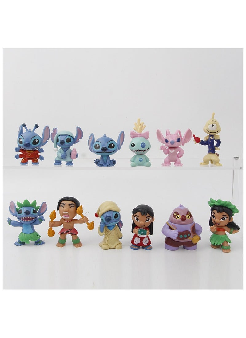 General 12-piece set of Stitch Tsai figures funny diary series figures desktop holiday gift ornaments car ornaments exquisite restoration  - Image 2