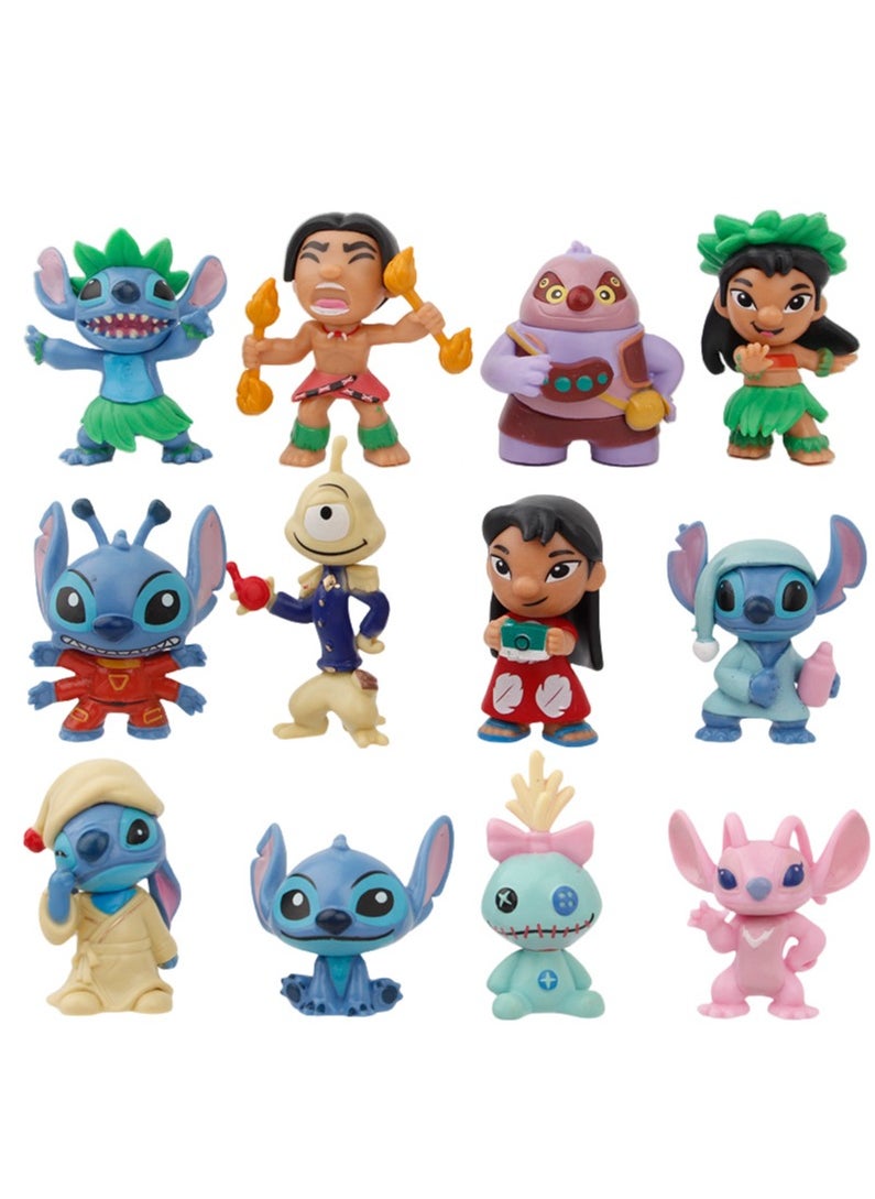 General 12-piece set of Stitch Tsai figures funny diary series figures desktop holiday gift ornaments car ornaments exquisite restoration  - Image 1