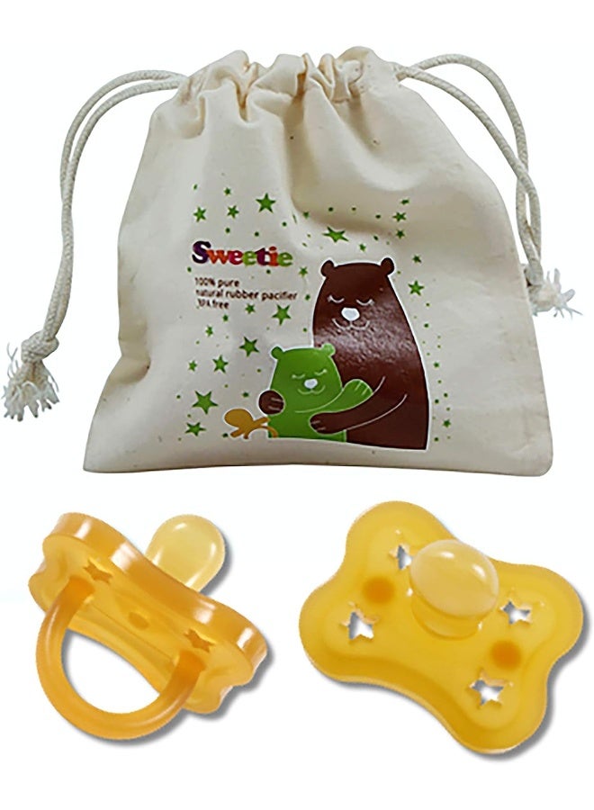 Sweetie Rubber Pacifier Star Shape Rubber Natural Rubber with Symmetrical Nipple 1 Count (6-12 Medium) - Image 1