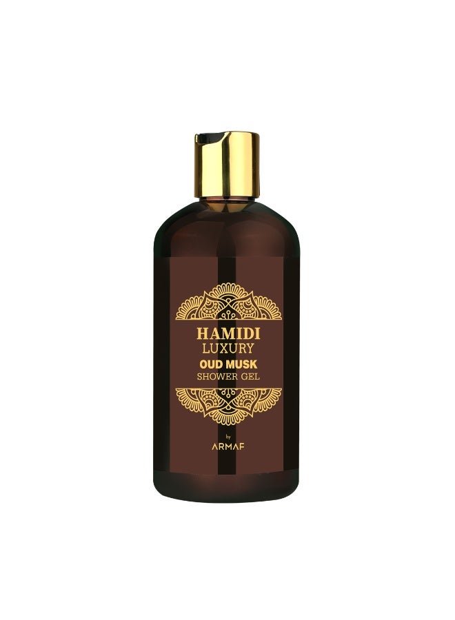 Hamidi Luxury Oud Musk Shower Gel 500ml - Deep Cleansing & Hydrating Body Wash with Rich Oud & Musk Fragrance