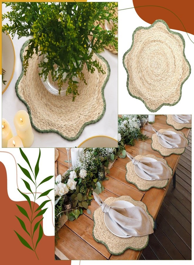 Jingmore مجموعة جينغمور من 6 قطع، مقاس 15 بوصة، مصنوعة يدوياً من القش الطبيعي، بتصميم ريفي أنيق، مناسبة للاستخدام الداخلي والخارجي (لون أخضر، حواف مزخرفة). - Image 5