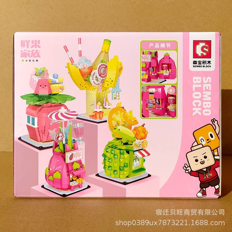 Senbao Building Blocks 601615-23 Lighting Street Scene Fresh Fruit Family Small House Boys And Girls Kidsren Christmas Gifts - Image 5