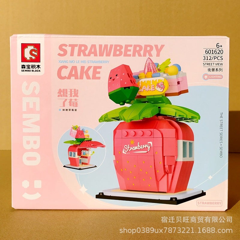 Senbao Building Blocks 601615-23 Lighting Street Scene Fresh Fruit Family Small House Boys And Girls Kidsren Christmas Gifts - Image 1