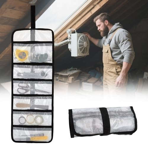 dekayaker Small Roll Up Storage Bag, 6 Pockets Roll Up Tool Kit, Suitable for Mechanics, Kitchen Storage, Art Sketching, Travelling, Potter's Tools, Office Objects, etc., Transparent and Visible, Space-Saving - Image 5