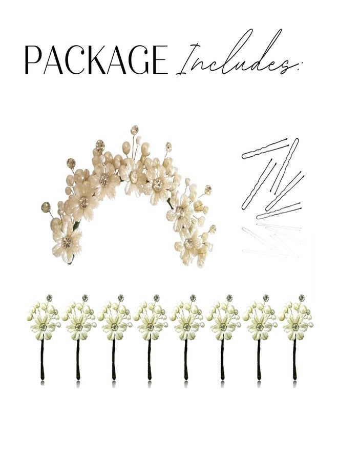 Ansh Attractive Artificial Metal Hairpin | Floral with Stones & Pearls Surrounded Hair Clips/Juda Pins | Hair Accessories for Women & Girls (Combo Pack of 1687 & 2145 - Pearl) - Image 5