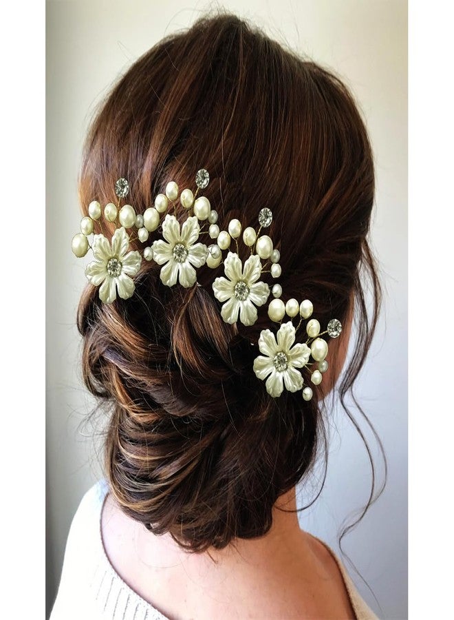 Ansh Attractive Artificial Metal Hairpin | Floral with Stones & Pearls Surrounded Hair Clips/Juda Pins | Hair Accessories for Women & Girls (Combo Pack of 1687 & 2145 - Pearl) - Image 3