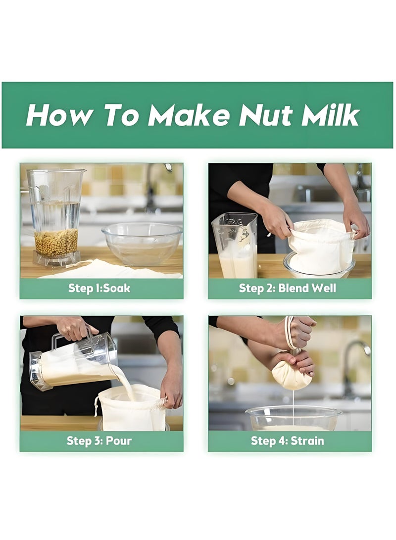 Wish Plus 5 PCS Food Grade Nut Milk Filter Bags, 220 Micron 20*30CM Fine Mesh Bag for Straining Milk, Coffee, Juices, Tea, Soy Milk - Image 4