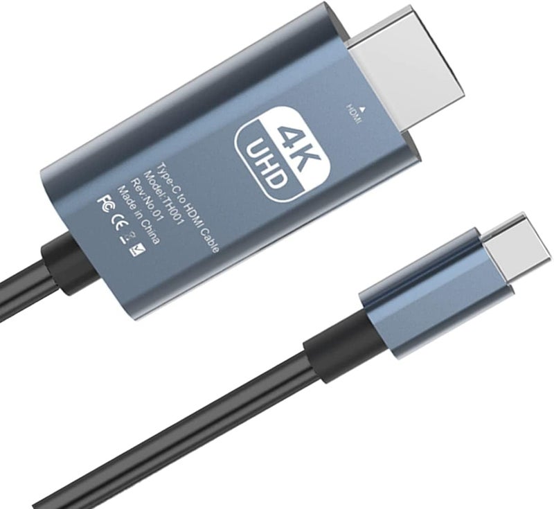 ETZIN USB C to HDMI Cable 2M, 4K @30Hz Type-C to HDTV Cord, 6.6Ft Thunderbolt 3/4 to HDMI Braided Cord, Compatible with MaC-Book Pro/A-ir, i-Mac, iP-ad Pro, Smartphone, Surface EPL-971TC - Image 1