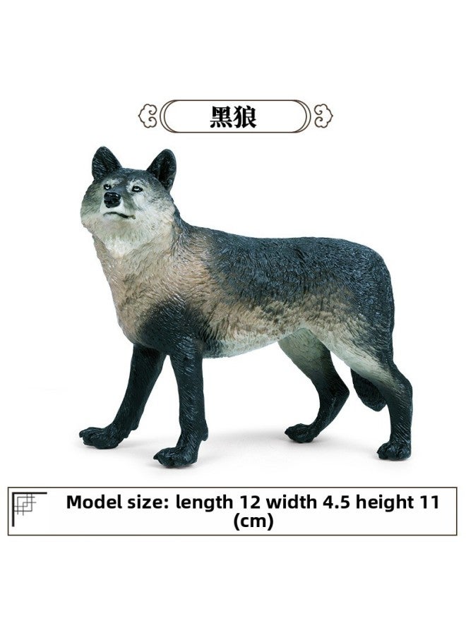 Children's Toy Solid Simulation Wild Animal Recognition Model Forest Animal Wolf Howling White Wolf Handheld Ornament-Color:M-934 Black Wolf 【0.226kg】】 - Image 1