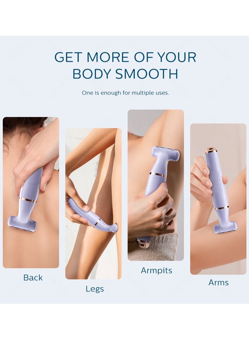 general ماكينة حلاقة كهربائية للنساء - إزالة شعر بدون ألم للجسم والساقين ومنطقة البيكيني وتحت الإبط ماكينة حلاقة للسيدات مع شفرات 3 في 1 قابلة للشحن عبر USB-C محمولة مع شاشة LED (أرجواني) - Image 3