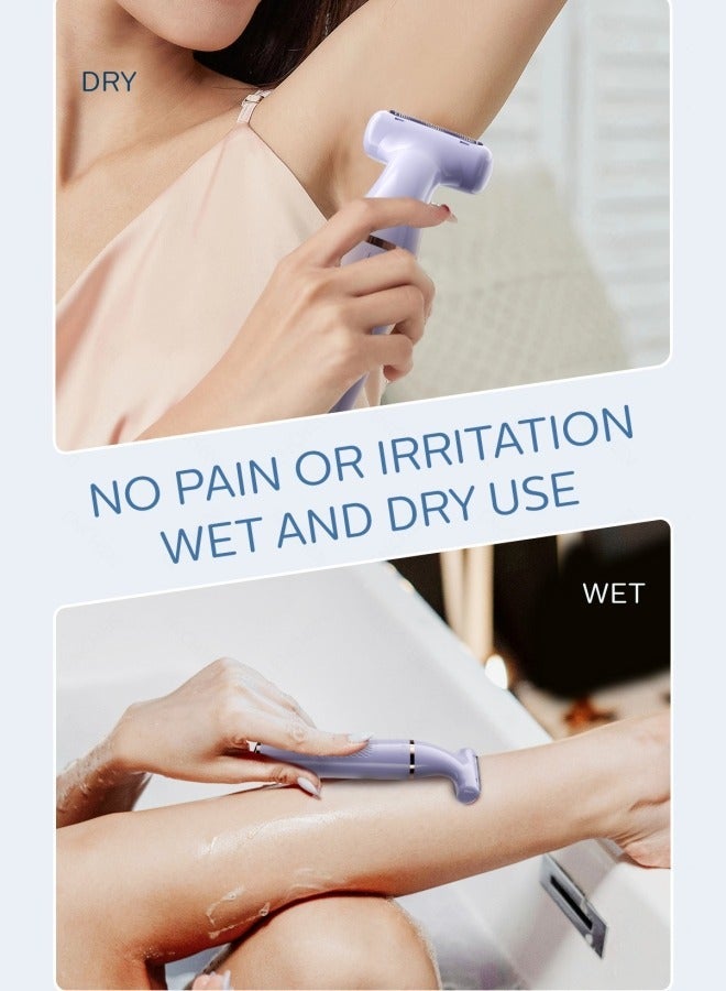 general ماكينة حلاقة كهربائية للنساء - إزالة شعر بدون ألم للجسم والساقين ومنطقة البيكيني وتحت الإبط ماكينة حلاقة للسيدات مع شفرات 3 في 1 قابلة للشحن عبر USB-C محمولة مع شاشة LED (أرجواني) - Image 2