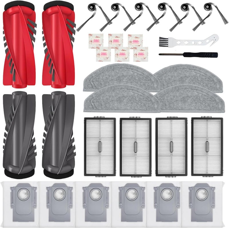 Bpbdzz Pack of 32 Accessories for Roborock Saros 20 Sonic Robot Vacuum Cleaner, 4 Main Brushes, 4 Mop Pads, 4 Filters, 6 Dust Bags, 6 Side Brushes, 6 Flat Fragrance Stone, 1 Cleaning Brush and 1 - Image 1