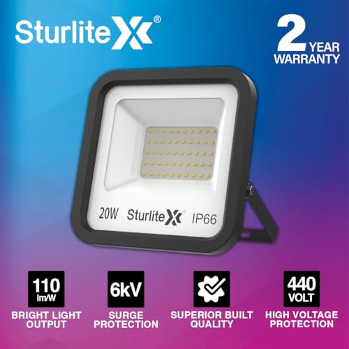 Sturlite Spektr 20 W LED Flood Light| Cool White 6500K Color Temperature LED Lamp| IP66 Waterproof Surge Protection Focus Light for Factory, Garage, Parking, Garden, Playground & Shop - (Pack of 1) - Image 3
