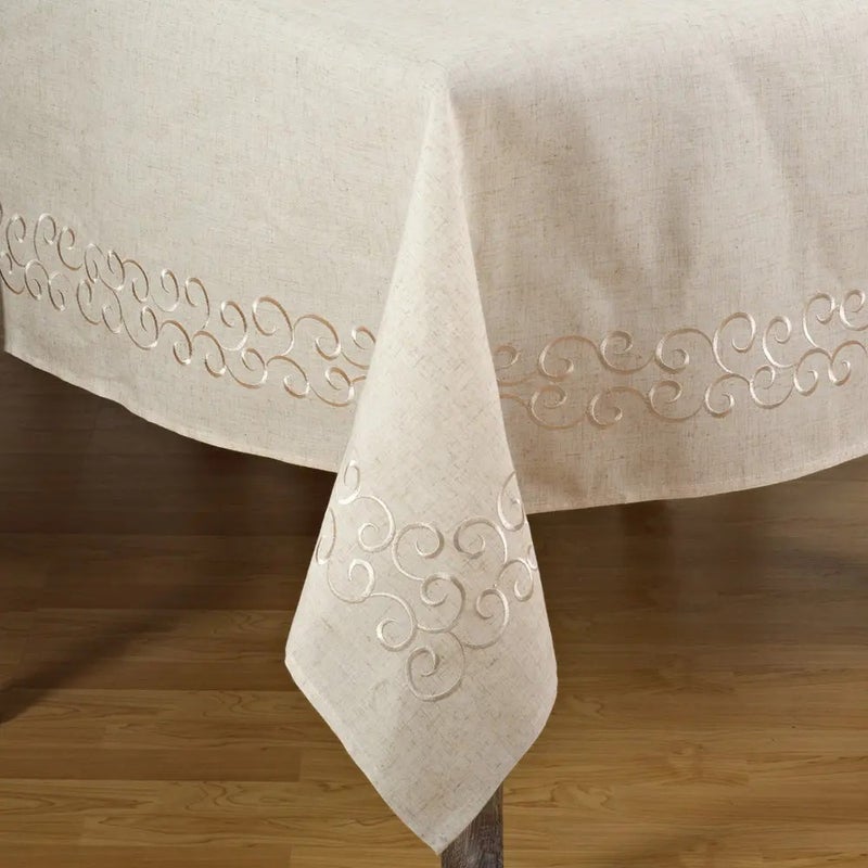 Y&D High Quality Rectangle Beautiful Eco-friendly Tablecloth Elegant Solid Tablecloths with Embroidery - Image 5