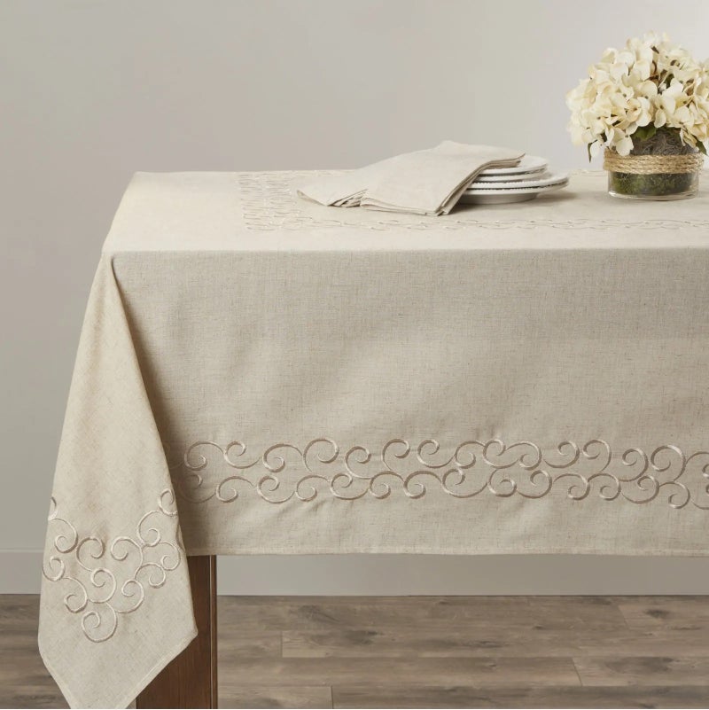 Y&D High Quality Rectangle Beautiful Eco-friendly Tablecloth Elegant Solid Tablecloths with Embroidery - Image 2
