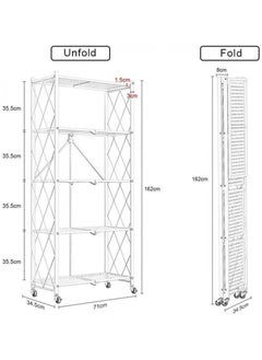 Alissa 5 Tier Foldable Storage Rack Kitchen Storage Shelf Kitchen Garage Home Closet Office Storage Rack Storage Organizer Storage Shelves White  - Image 5
