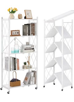 Alissa 5 Tier Foldable Storage Rack Kitchen Storage Shelf Kitchen Garage Home Closet Office Storage Rack Storage Organizer Storage Shelves White  - Image 1