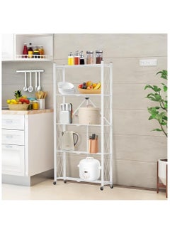 Alissa 5 Tier Foldable Storage Rack Kitchen Storage Shelf Kitchen Garage Home Closet Office Storage Rack Storage Organizer Storage Shelves White  - Image 4