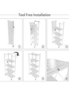 Alissa 5 Tier Foldable Storage Rack Kitchen Storage Shelf Kitchen Garage Home Closet Office Storage Rack Storage Organizer Storage Shelves White  - Image 3