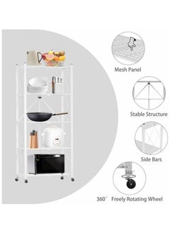 Alissa 5 Tier Foldable Storage Rack Kitchen Storage Shelf Kitchen Garage Home Closet Office Storage Rack Storage Organizer Storage Shelves White  - Image 2