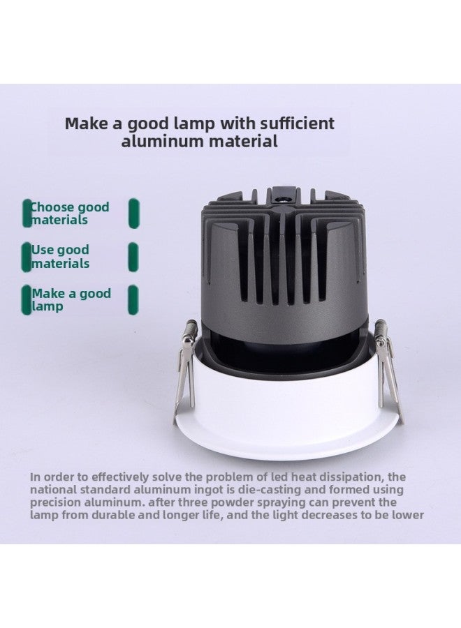 Loquat Small Hill Spotlight Embedded Led Ceiling Anti-glare Wall Washer Narrow Side Hole Lamp Living Room Downlight Opening 75-Light Source Power:Standard-Light Color:10 Watts/three-color Light/full Spectrum (white Cup) Opening 7.5cm - Image 4