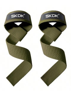 SKDK SKDK Cotton Hard Pull Wrist Lifting Straps Grips Band-Deadlift Straps with Neoprene Cushioned Wrist Padded and Anti-Skid Silicone - for Weightlifting, Bodybuilding, Xfit, Strength Training (Army Green)  - Image 1
