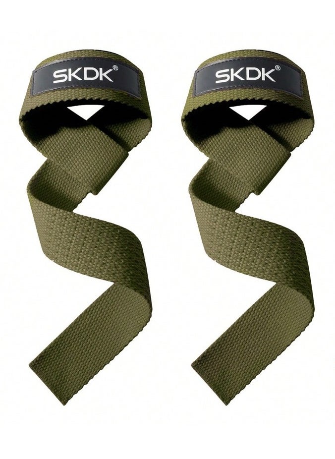 SKDK SKDK Cotton Hard Pull Wrist Lifting Straps Grips Band-Deadlift Straps with Neoprene Cushioned Wrist Padded and Anti-Skid Silicone - for Weightlifting, Bodybuilding, Xfit, Strength Training (Army Green)  - Image 1