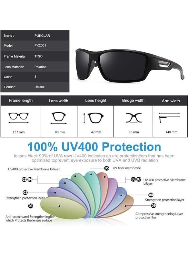 PUKCLAR Polarised Sports Sunglasses for Men Women Driving Sunglasses Cycling Running Fishing Goggles - Image 3