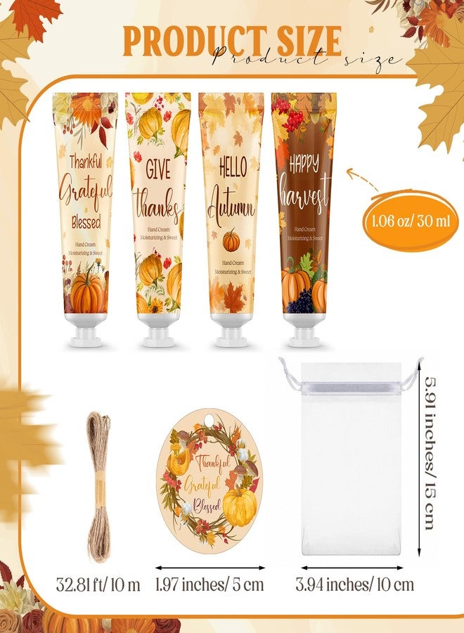 Leelosp 24 Sets Thanksgiving Fall Hand Cream Set Mini Pumpkin Hand Lotion with Tag and Organza Gift Bags Fall Gifts Set for Dry Cracked Hands Autumn Thanksgiving Baby Shower Party Favors - Image 2