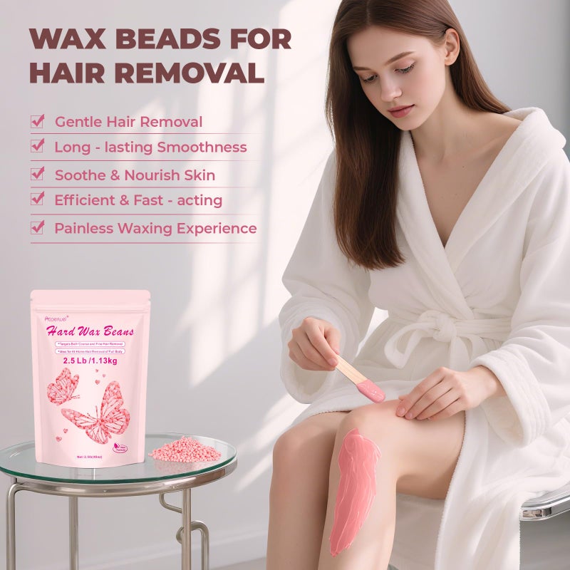 Auperwel Wax Beads for Hair Removal, Auperwel 2.5lb Hard Wax Beads for Sensitive Skin with 20 Sticks, Waxing Beans for Brazilian, Bikini, Eyebrow Waxing, Painless Refill Pearl Beads for Wax Warmers Kit (Rose) - Image 5