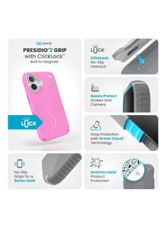 Speck Speck - Presidio2 Grip ClickLock Case with MagSafe for Apple iPhone 16 - True Pink  - Image 4