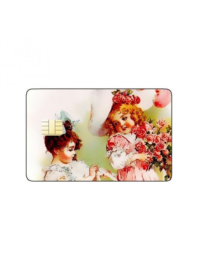 RKN PRINTED BANK CARD STICKER Cute Girls Drawing With Colorful Dresses - Image 1