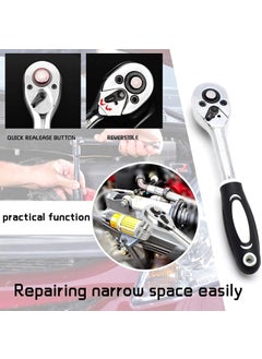 Quicknik Quicknik Tool Kit 46Piece 14inch Screwdriver Drive Socket Wrench Set Ratchet Mechanic Tools Kit Bit Sockets with Extension Bar for Automotive Repair Household Metric with Storage Case  - Image 5