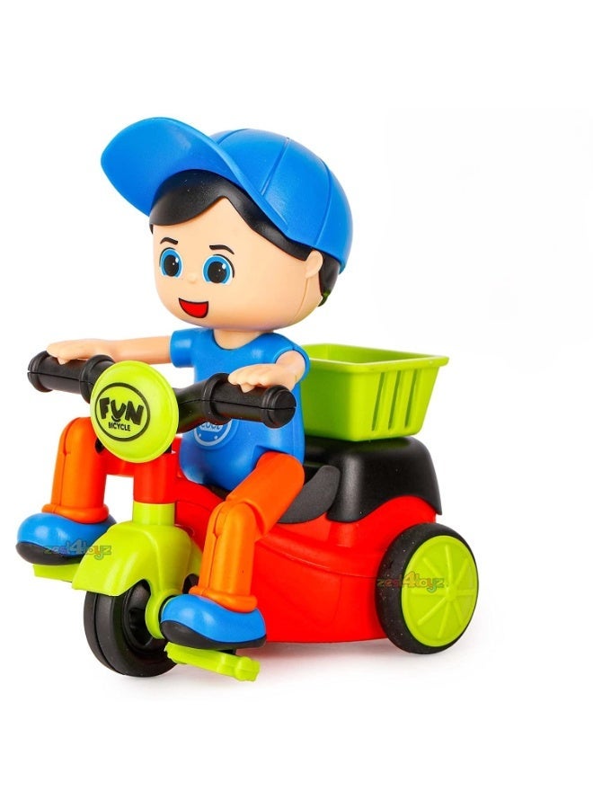 Mini Tricycle Toy - Automatic 360 Degree Rotating Tricycle Toys - Friction-Powered Cartoon Scooter for Kids with Back Basket - Perfect Gift for Little Adventurers - Image 1