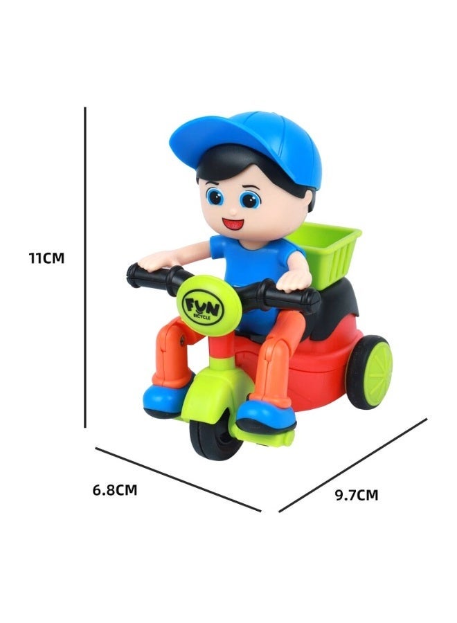 Mini Tricycle Toy - Automatic 360 Degree Rotating Tricycle Toys - Friction-Powered Cartoon Scooter for Kids with Back Basket - Perfect Gift for Little Adventurers - Image 2
